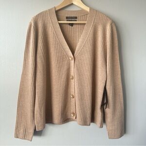 Tahari 100% extra fine merino wool sweater cardigan LG New with tags!